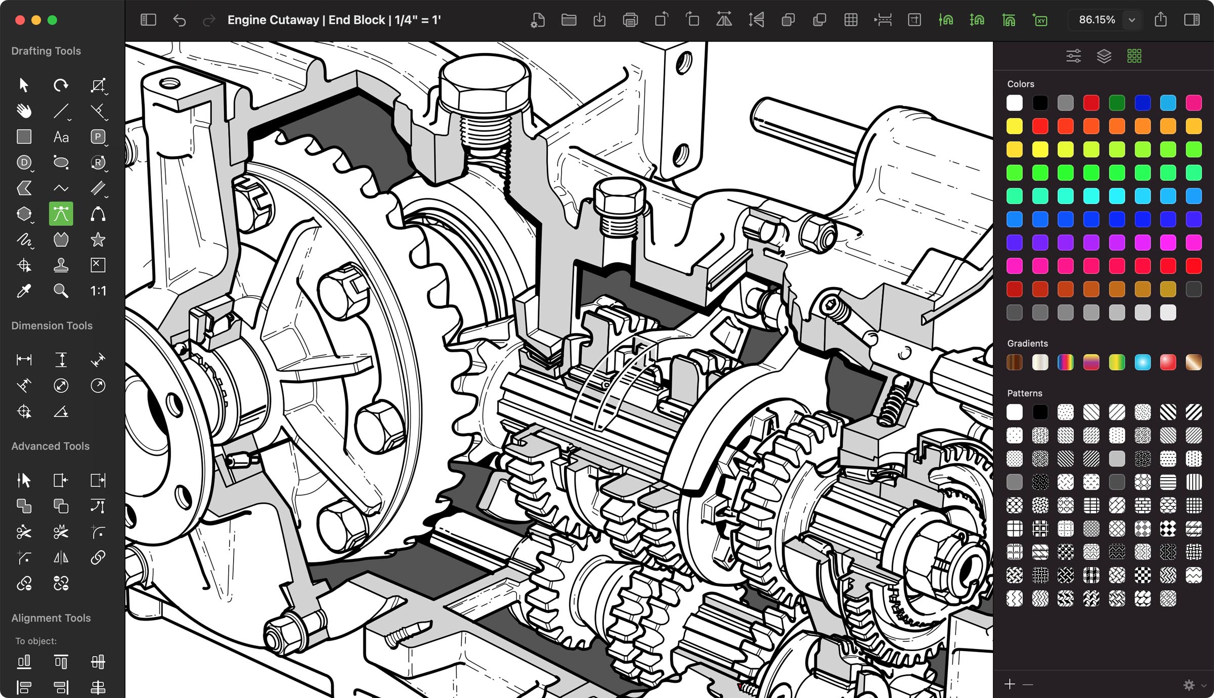 MacDraft Engine Cutaway