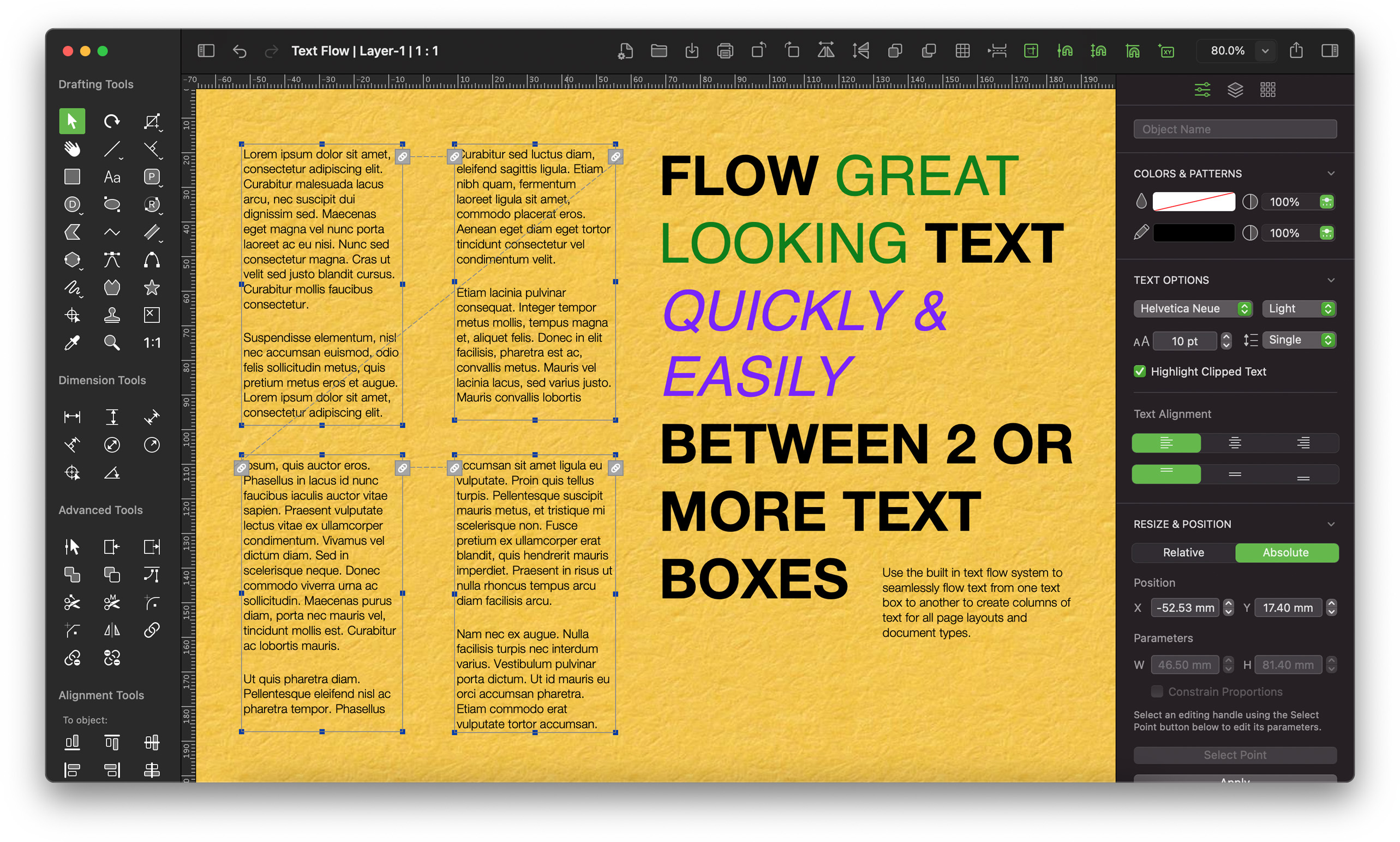 MacDraft Text Flow